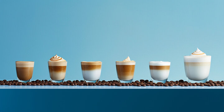 Side view of Latte art and coffee bean. Generative AI Technology