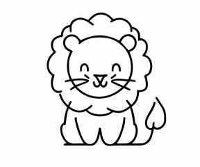 cute lion isolated on white. animal baby line artwork. 