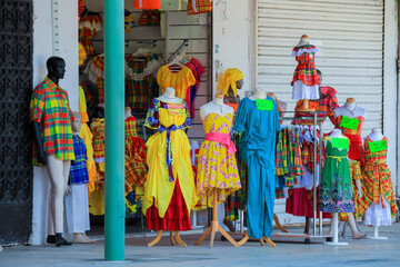 Fototapeta premium Colorful Traditional and Authentic Dresses on the local Market, Guadeloupe
