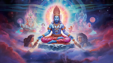 Ancient Hindu God Brahma - obrazy, fototapety, plakaty