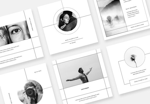 Black and White Social Media Layouts With Minimal Style