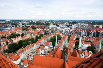 Widok z góry starego miasta w Gdańsku