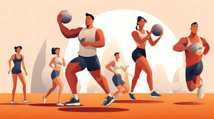 sports lifestyle girls and guys go in for sports. generative ai