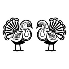 Turkey illustration in engraving or woodcut style. Gobbler meat and eggs vintage produce elements. Badges and design elements for the turkeycock manufacturing. 
