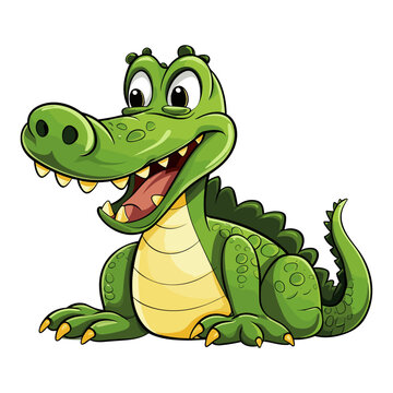 Cartoon crocodile isolated on white background, vector illustration.