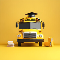 school bus on white yellow