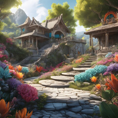 chinese temple in the garden