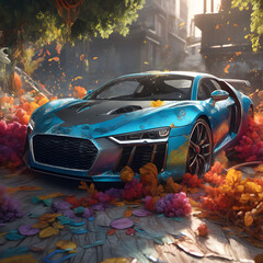 car in autumn