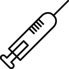 Syringe Vector Line Symbol. Suitable for books, stores, shops. Editable stroke in minimalistic outline style. Symbol for design