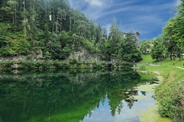 Obraz premium Lago Smeraldo, Val di Non, Trentino Alto Adige