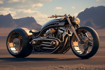 Motorcycle by Harley Davidson. Generative AI - obrazy, fototapety, plakaty