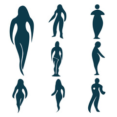 Set silhouettes people. Hand Drawn Vector Illustration.
