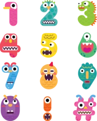 Muurstickers Monster Cute monster a letter alphabet number illustrator vector image