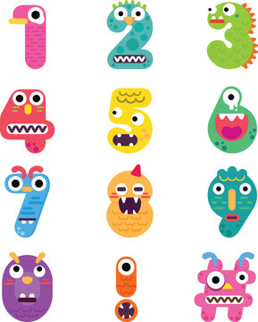 Cute monster a letter alphabet number illustrator vector image