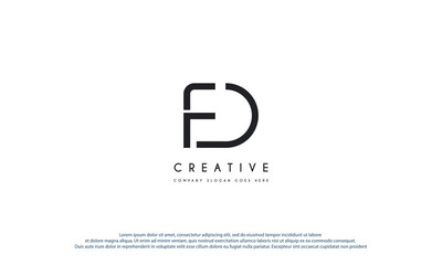 FD F D Letter Logo Design in Black Colors. Creative Modern Letters Vector Icon Logo Illustration.