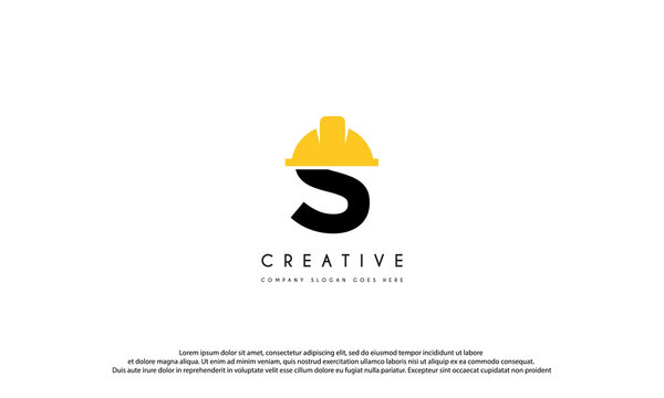 letter S with safety helmet logo design isolated on white background - Powered by Adobe