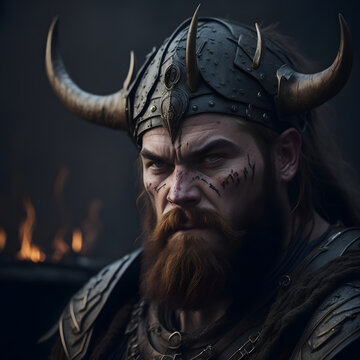 Portrait of Viking. Generative AI.