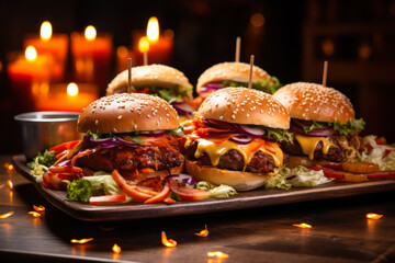 tray of burgers fast food generative ai