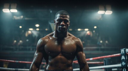 Fototapeta na wymiar Heart and Soul of a Champion: African American Boxer's Quest, Generative AI