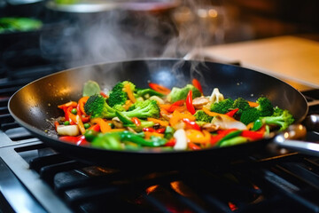 Sizzling Vegetables in a Modern Pan