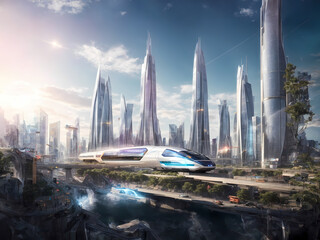 City of Tomorrow: Futuristic Urban Landscape and Advanced Transport