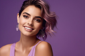 Generative ai collage of pretty lovely lady enjoy hair care treatment in beauty salon