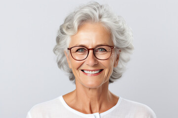 Generative AI portrait of senior charming business woman smiling overjoyed and satisfied