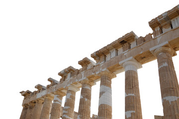 Acropolis Athens Greece, ancient Greek temple pillars  isolated on white transparent background, PNG - 636343975