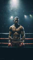 Fototapeta na wymiar The African American Contender: Boxing's Bright Star, Generative AI