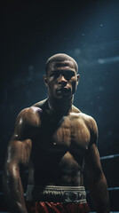 Fototapeta na wymiar Fists of Glory: African American Boxer's Quest for Greatness, Generative AI