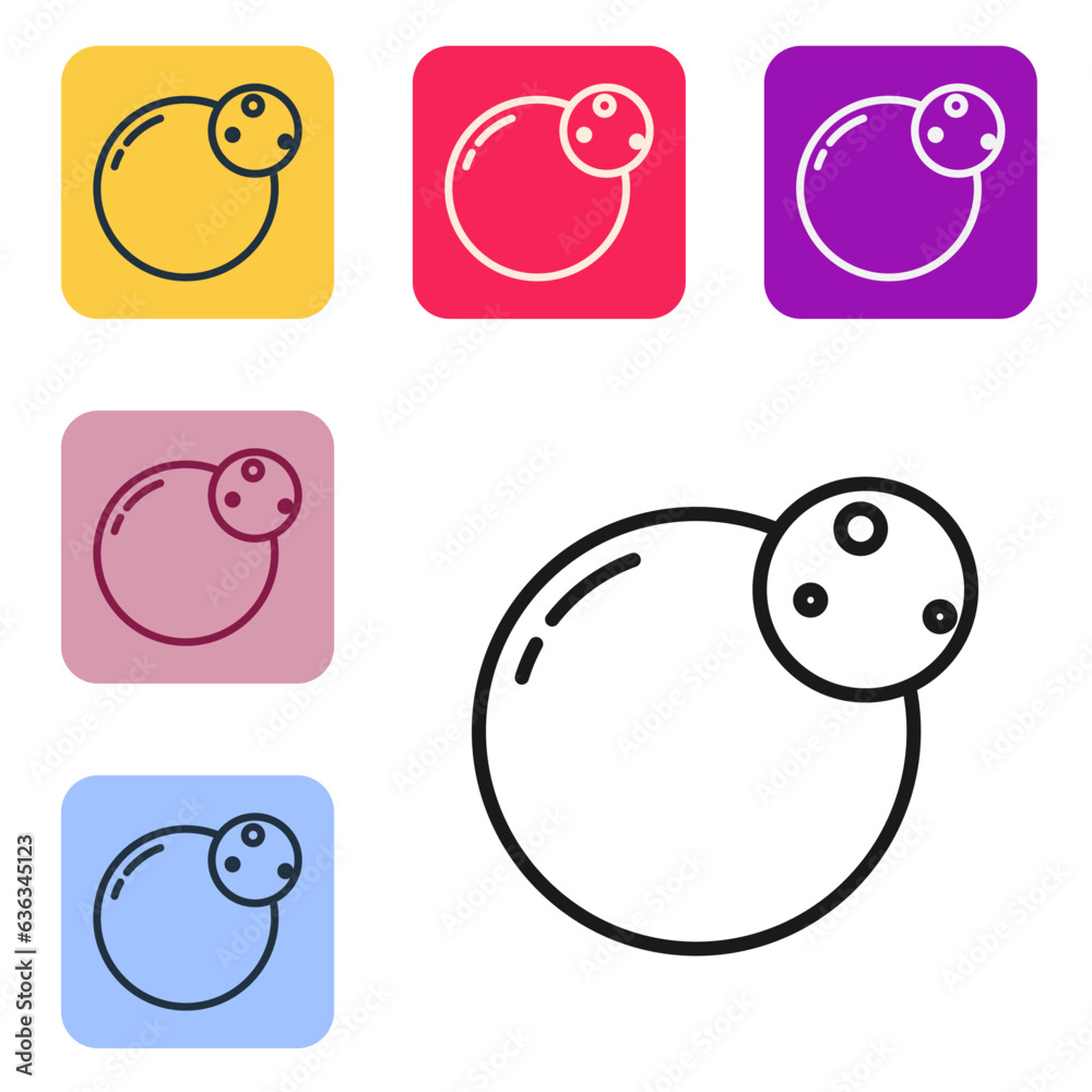 Wall mural black line planet icon isolated on white background. set icons in color square buttons. vector