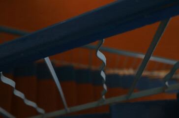 abstraction with a colored staircase with handrails