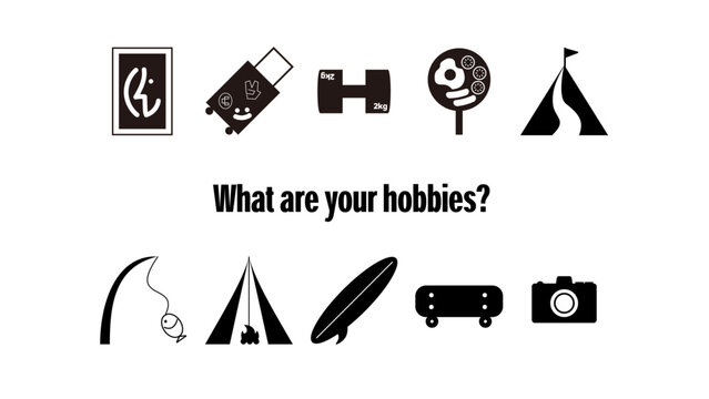 Activities icon set:What are your hobbies?