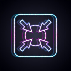Glowing neon line Target financial goal concept icon isolated on black background. Symbolic goals achievement, success. Vector
