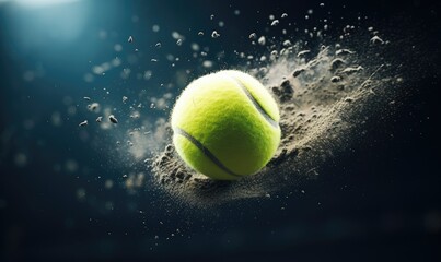 Dynamic Tennis Ball in Motion on Green Background
