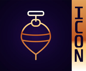 Gold line Whirligig toy icon isolated on black background. Vector