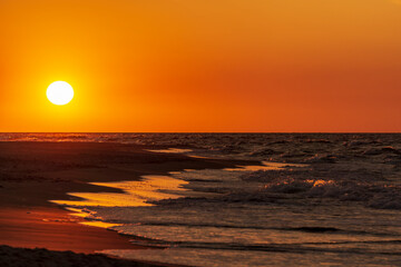 Golden sunset on the Baltic Sea. Jurata.