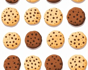 Seamless Pattern Cookies and Coffee and Sweets 