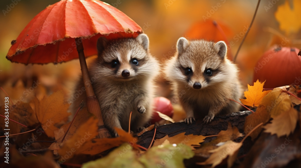 Wall mural adorable autumn fantasy critters for desktop backgrounds etc