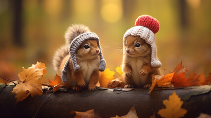 Adorable autumn fantasy critters for desktop backgrounds etc