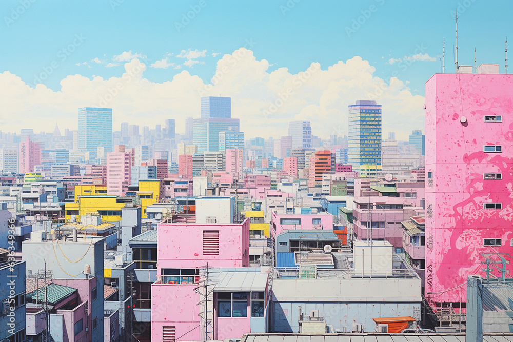 Wall mural tokyo, aesthetics of risography