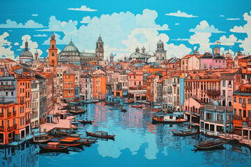 Venice, aesthetics of risography - obrazy, fototapety, plakaty