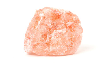 Himalayan salt stone block, crystal of natural pink salt isolated on white background