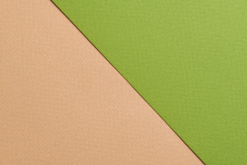 Fototapeta premium Rough kraft paper background, paper texture beige green colors. Mockup with copy space for text.