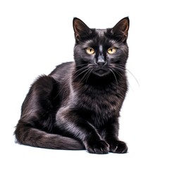black cat on isolated white background