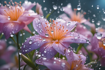 Obraz premium Beautiful flowers in rainy season generative ai