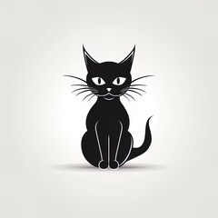 black cat on isolated white background