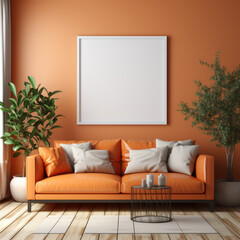 orange blank square pillow on coral couch orange
