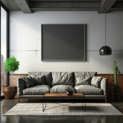 Gray blank rectangular cushion on charcoal sofa gray
