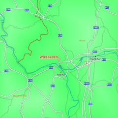 Illustrated Map of   Wiesbaden City in Germany